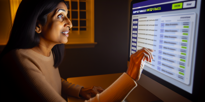 A person checking out a list of possible prizes on a sweepstakes site