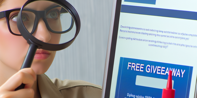 A person scrutinizing a social media post about an online giveaway