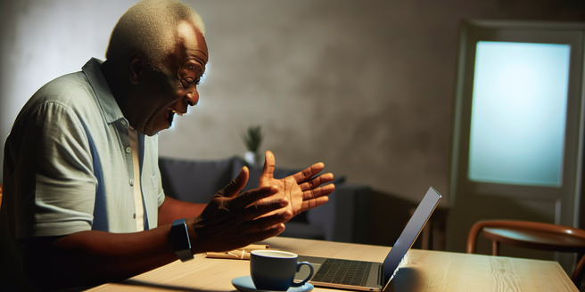 An excited individual checking the results of a sweepstakes draw on their laptop