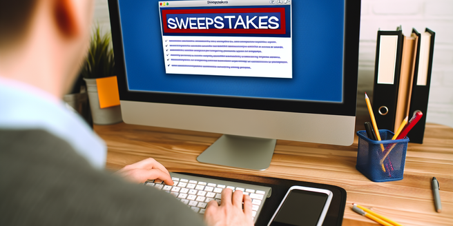 An image of a person studying sweepstakes rules on their computer